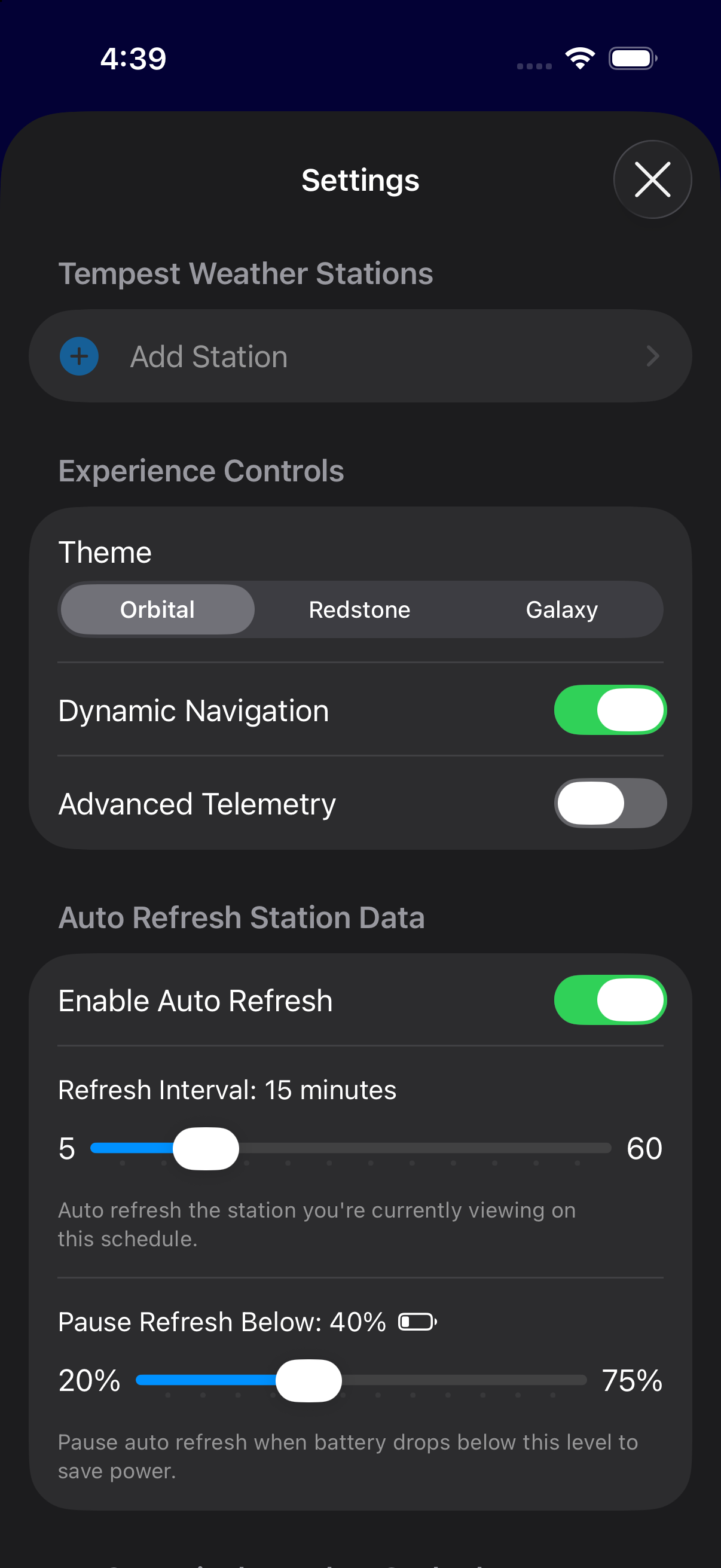App Settings